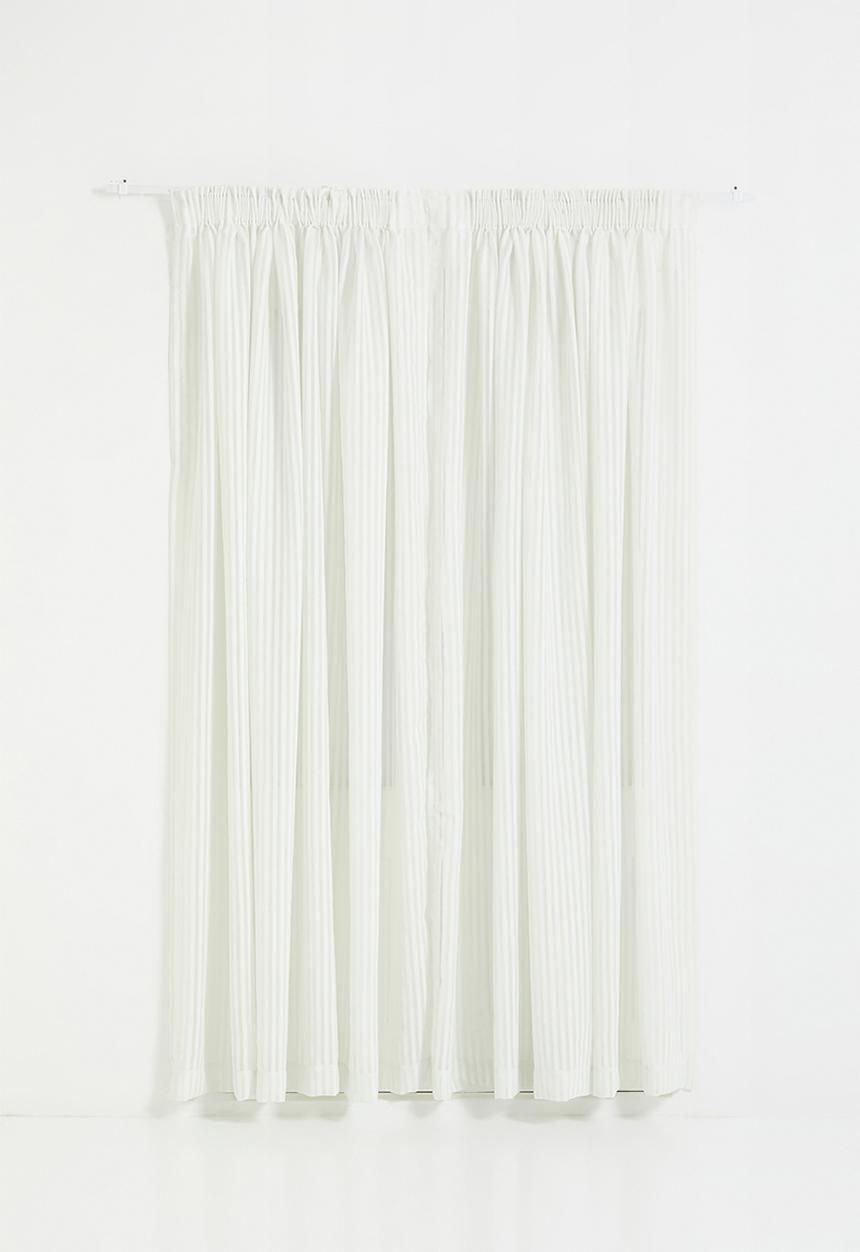 Sixth Floor - Chenille Stripe Taped Curtain - White