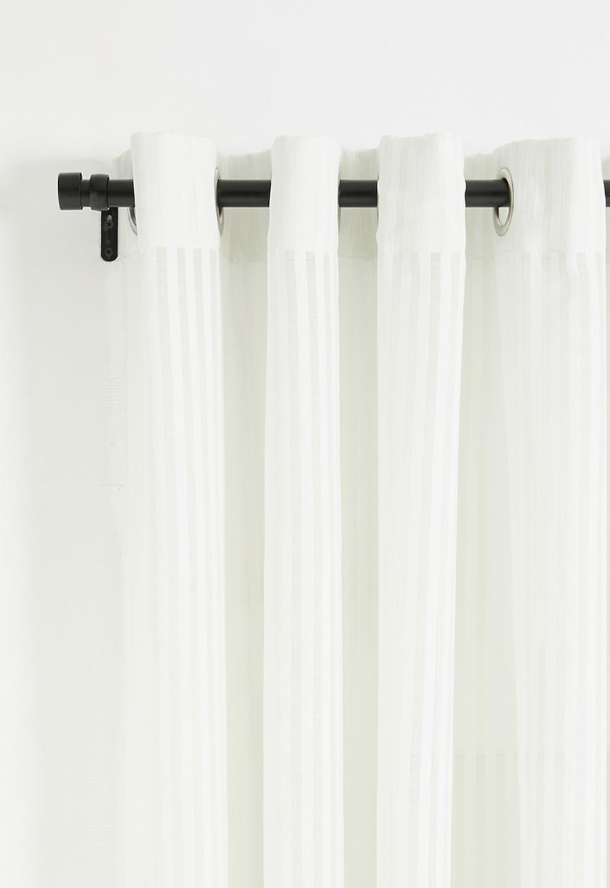 Sixth Floor - Chenille Stripe Eyelet Curtain - White