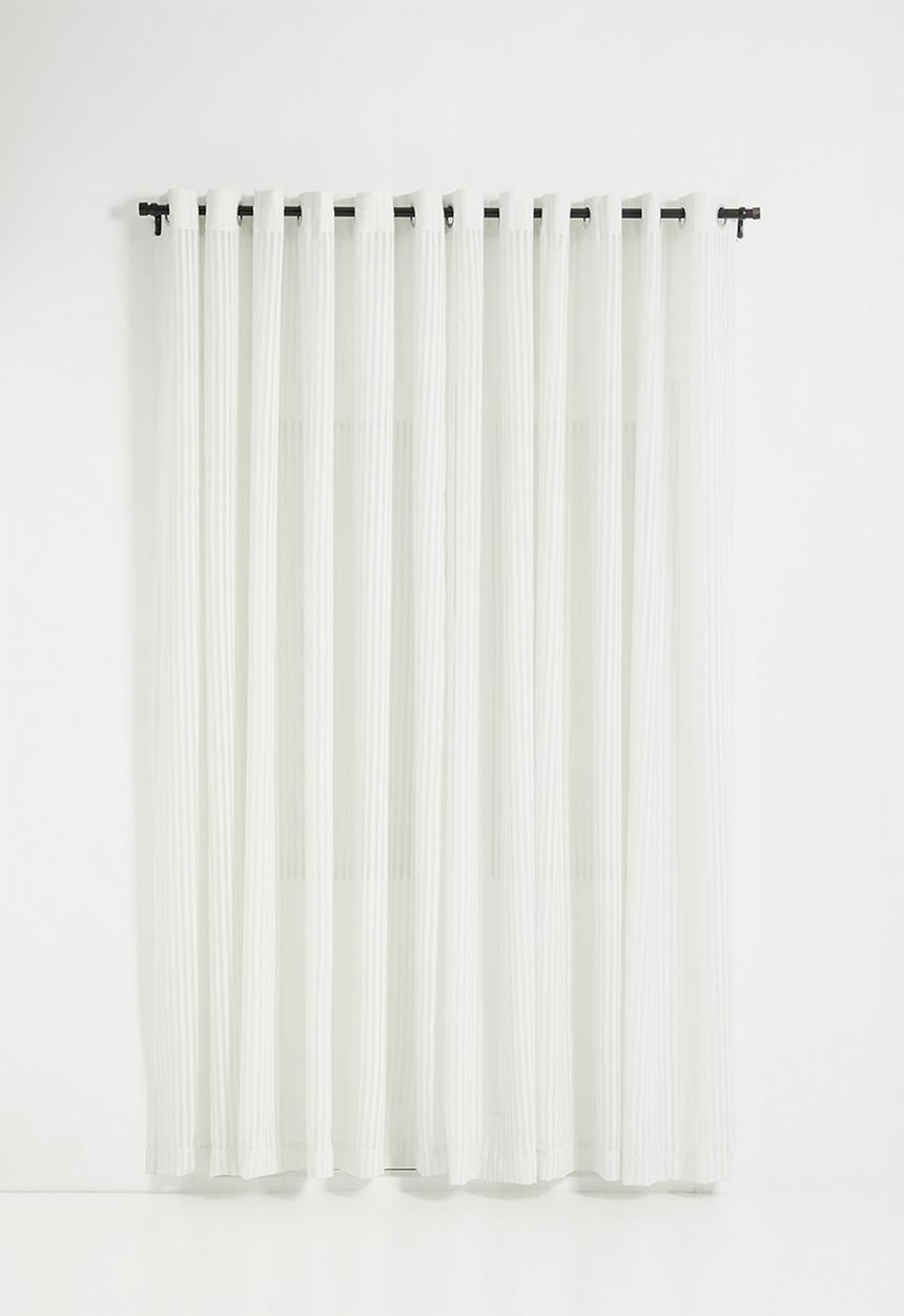 Sixth Floor - Chenille Stripe Eyelet Curtain - White