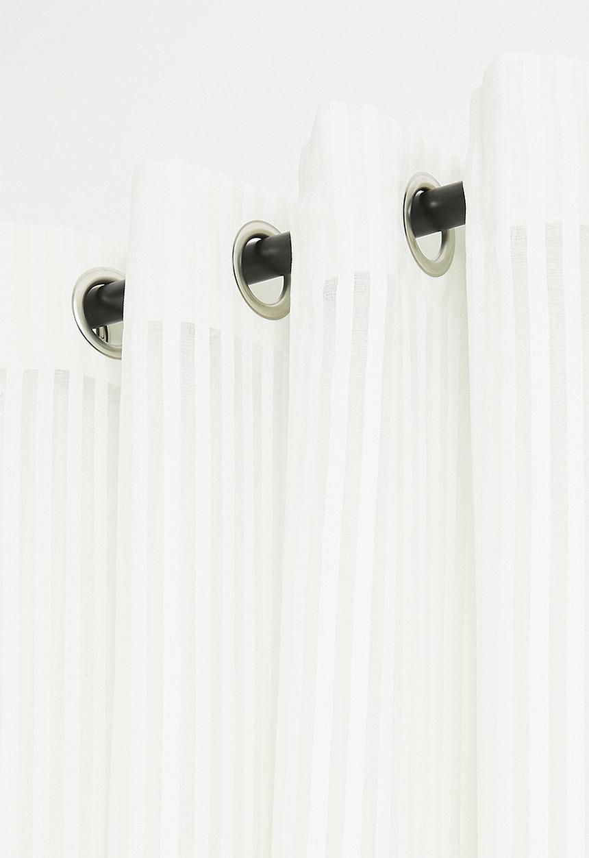 Sixth Floor - Chenille Stripe Eyelet Curtain - White