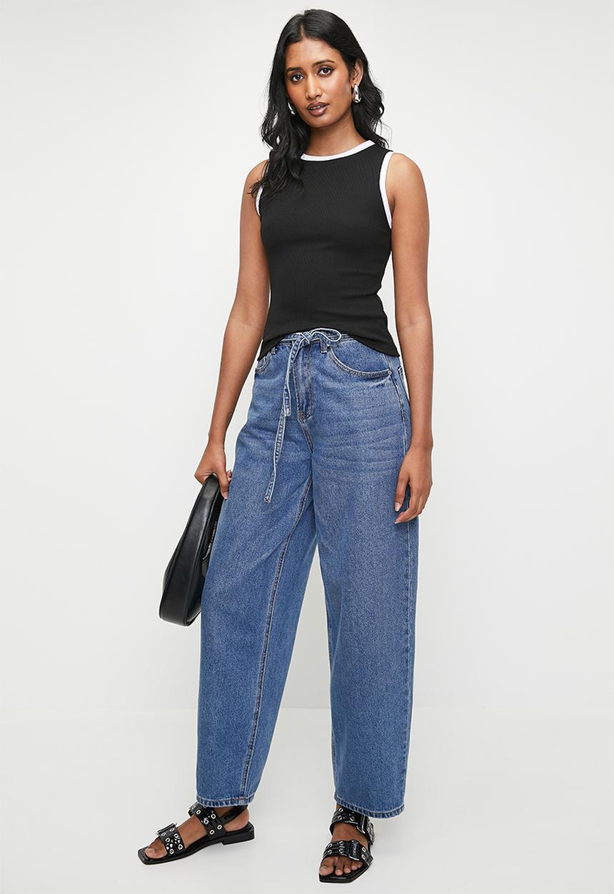 Superbalist - Tipping boat neck neck vest - black & white tapping