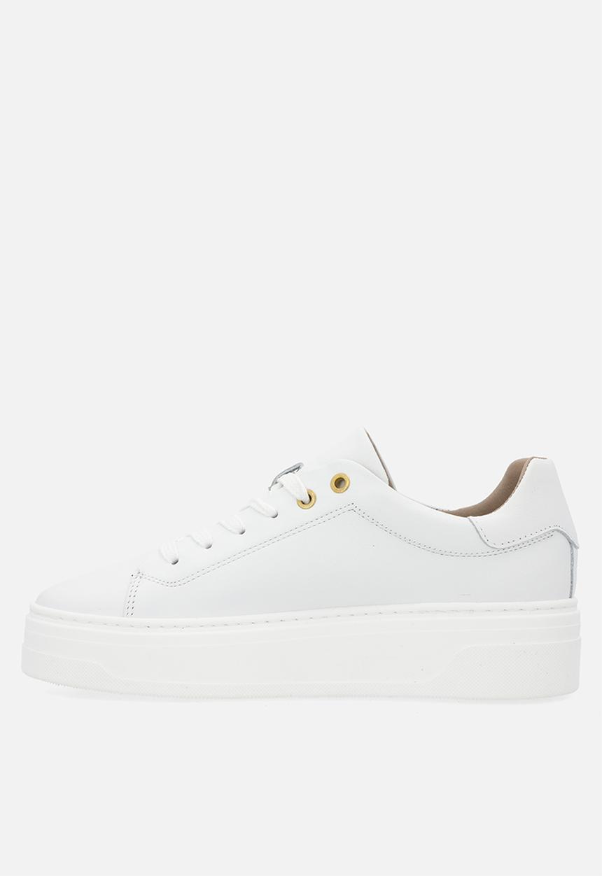 POLO - Platform leather sneaker - white