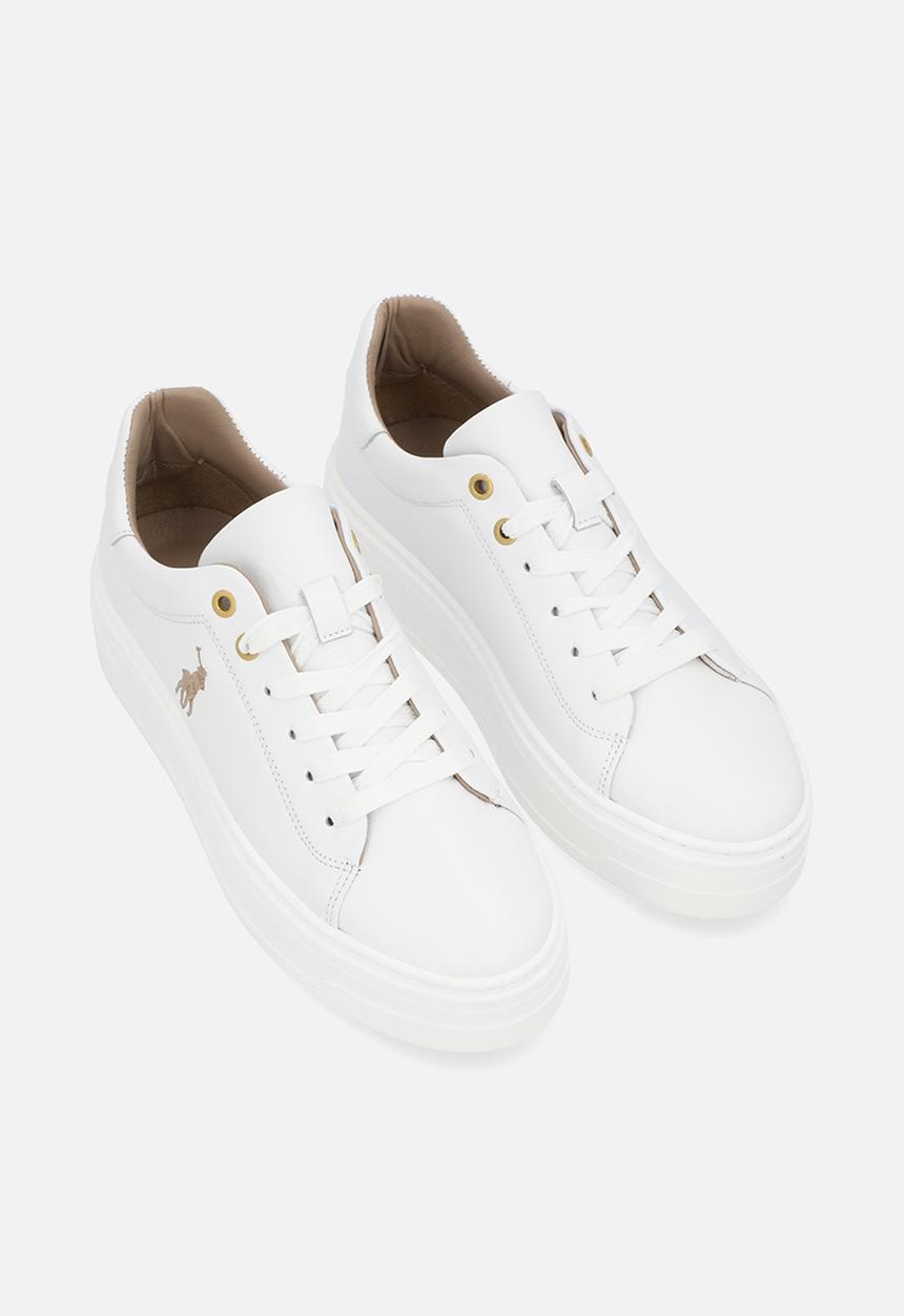 POLO - Platform leather sneaker - white