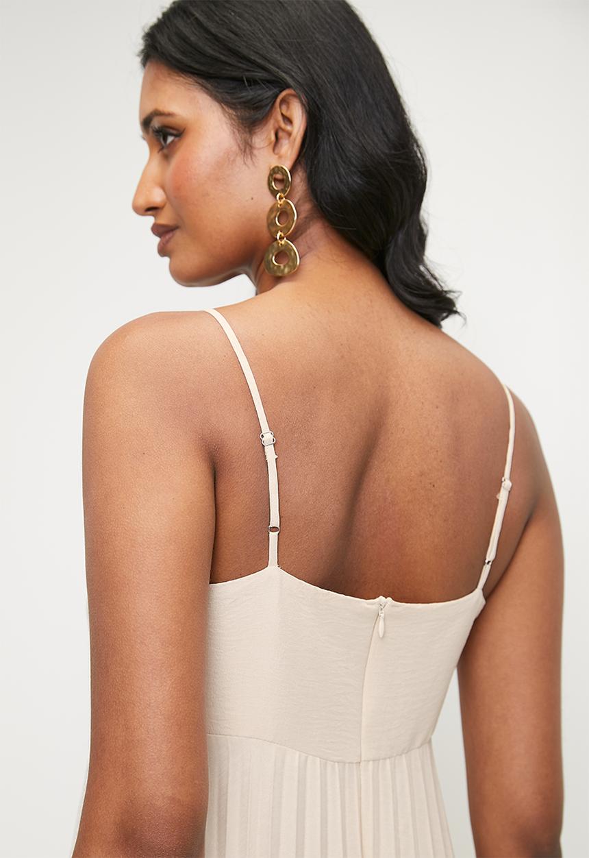 open lace back dress Petal and Pup Women's Pontee One Shoulder Pleated Midi Dress