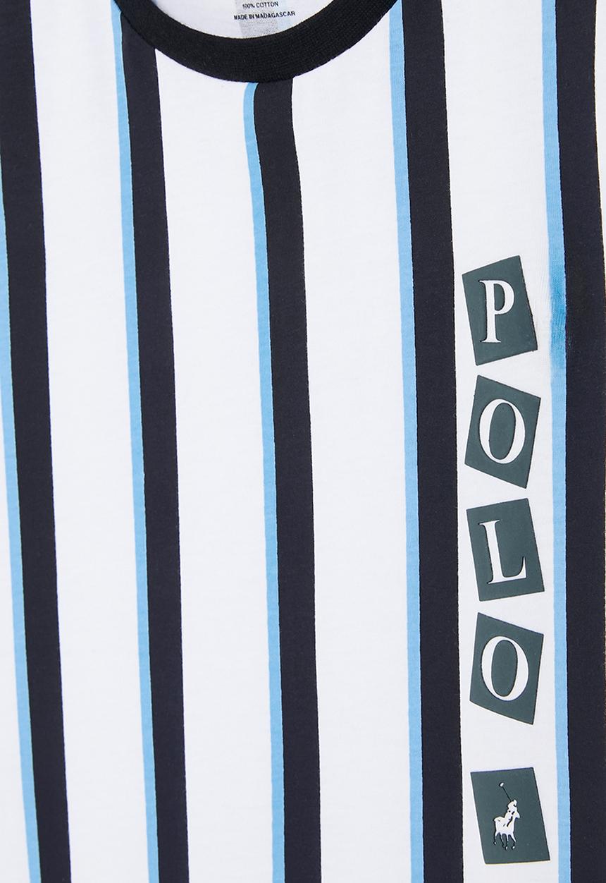 POLO - Boys liam vertical stripe printed tee - navy