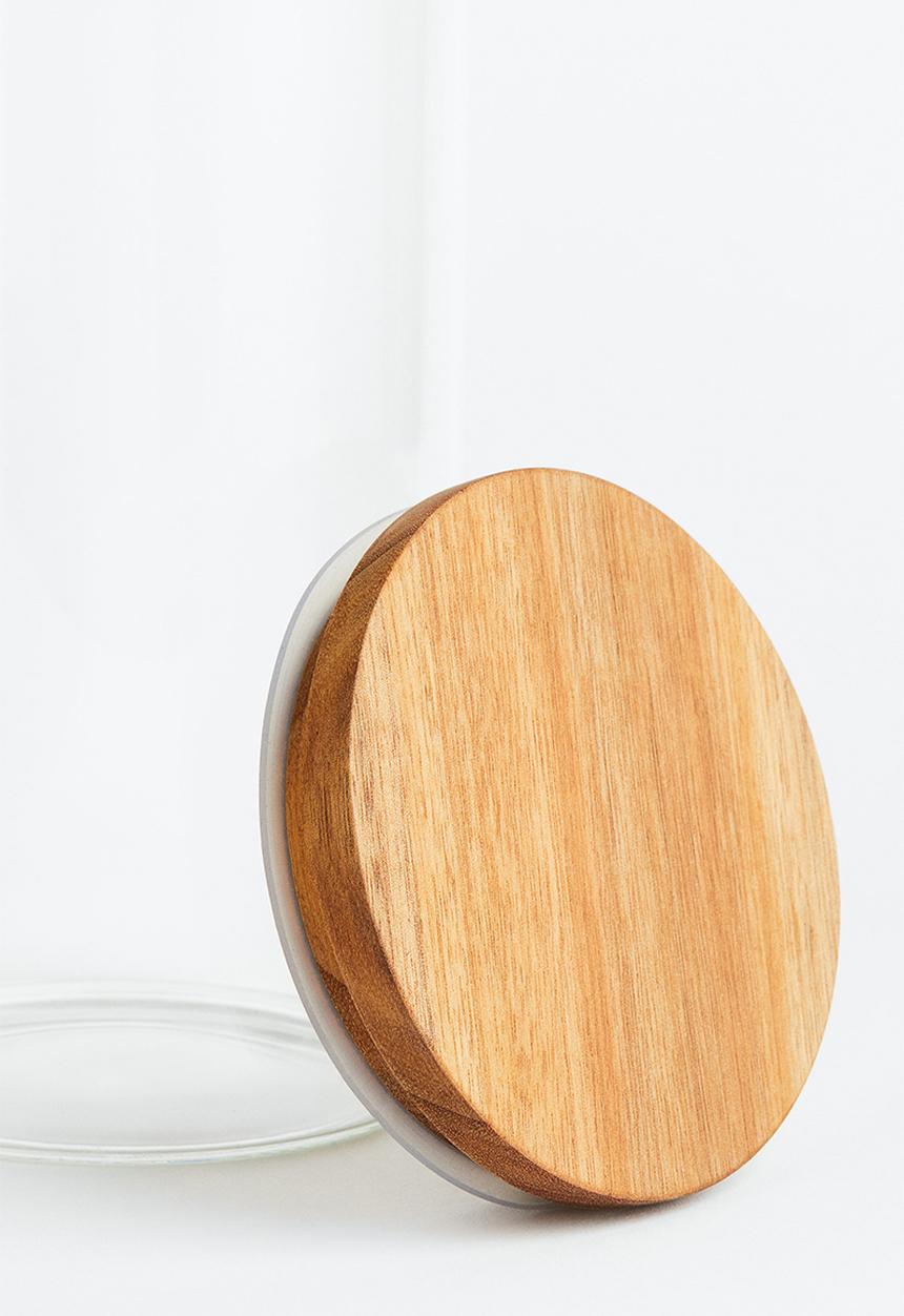 H&M - Tall glass jar with lid - clear glass