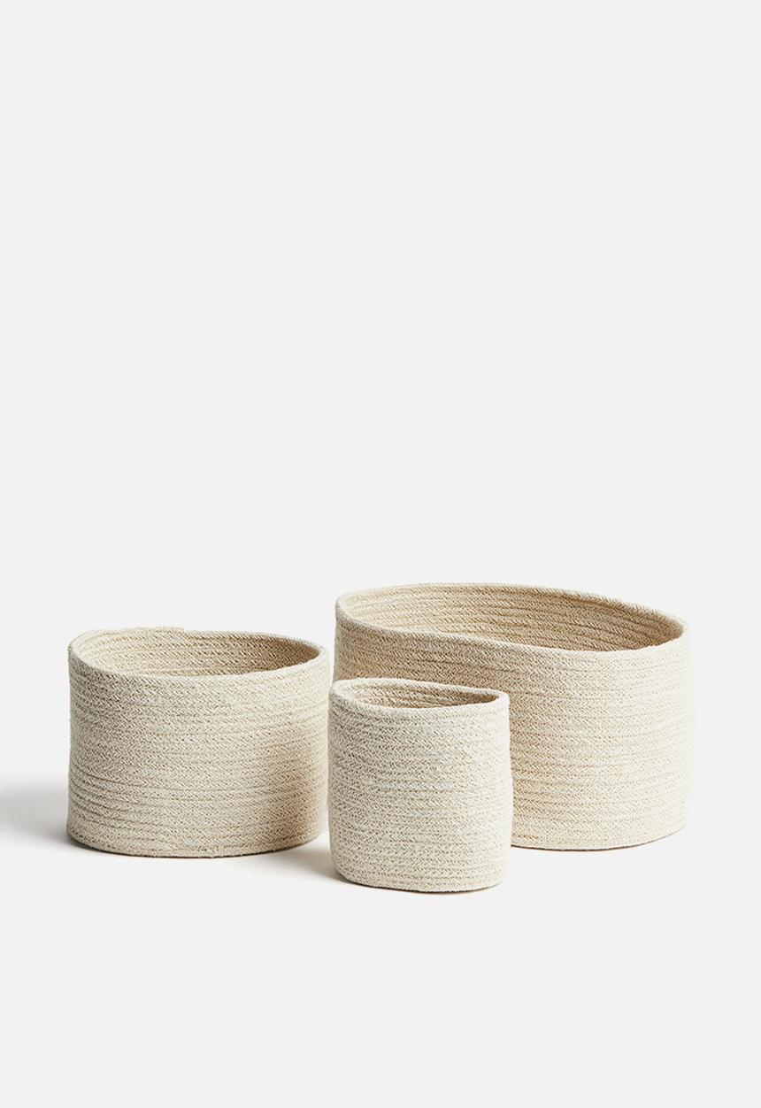 H&M - 3-Pack straw storage baskets - light beige