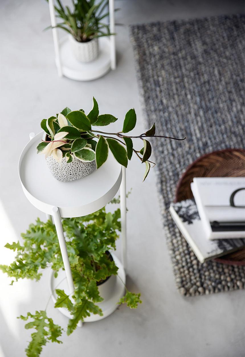 Yamazaki - TOWER 2-TIERED PLANT STAND WITH CASTER WHITE