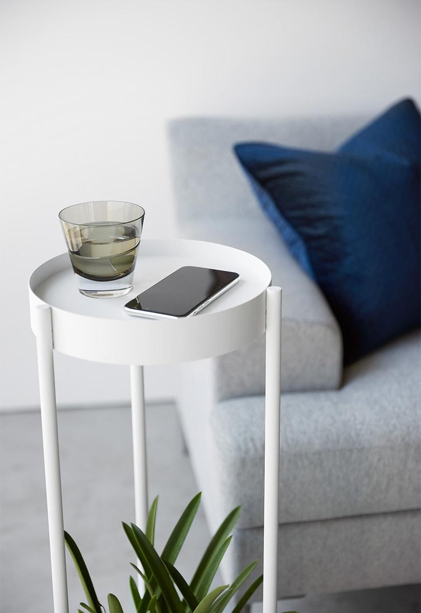 Yamazaki - TOWER 2-TIERED PLANT STAND WITH CASTER WHITE
