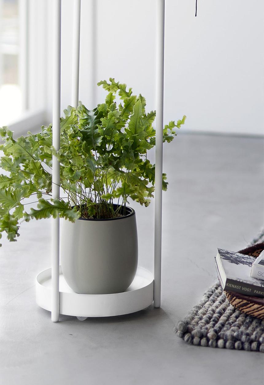 Yamazaki - TOWER 2-TIERED PLANT STAND WITH CASTER WHITE
