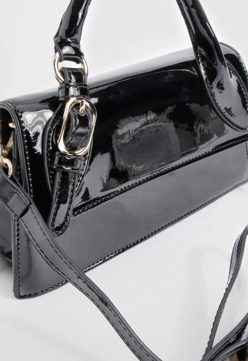 boohoo - Vinyl Buckle Detail Grab Bag - Black