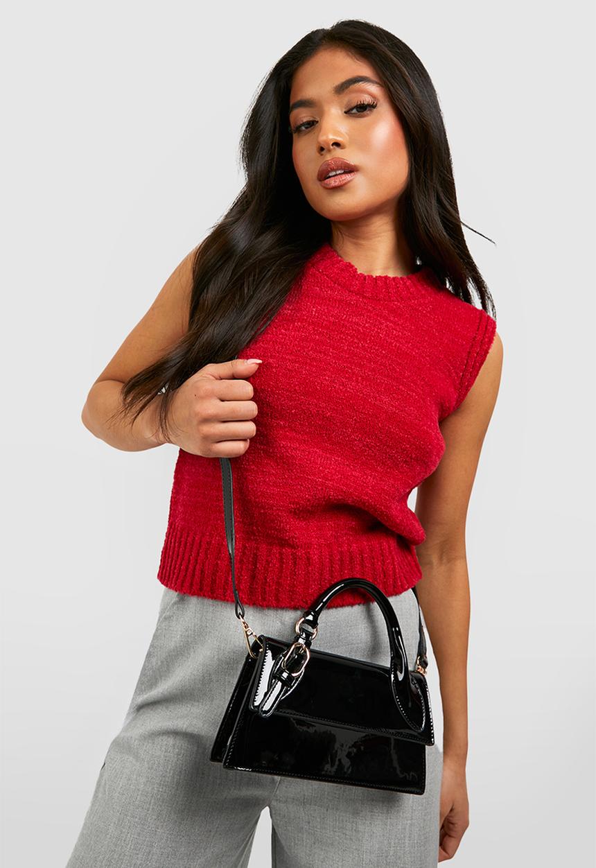 boohoo - Vinyl Buckle Detail Grab Bag - Black