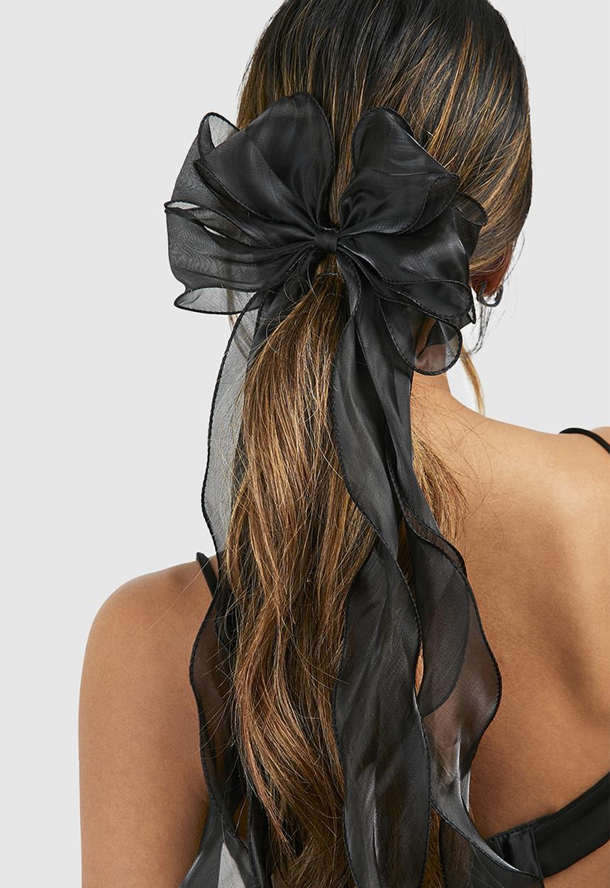boohoo - Organza Hair Bow - black
