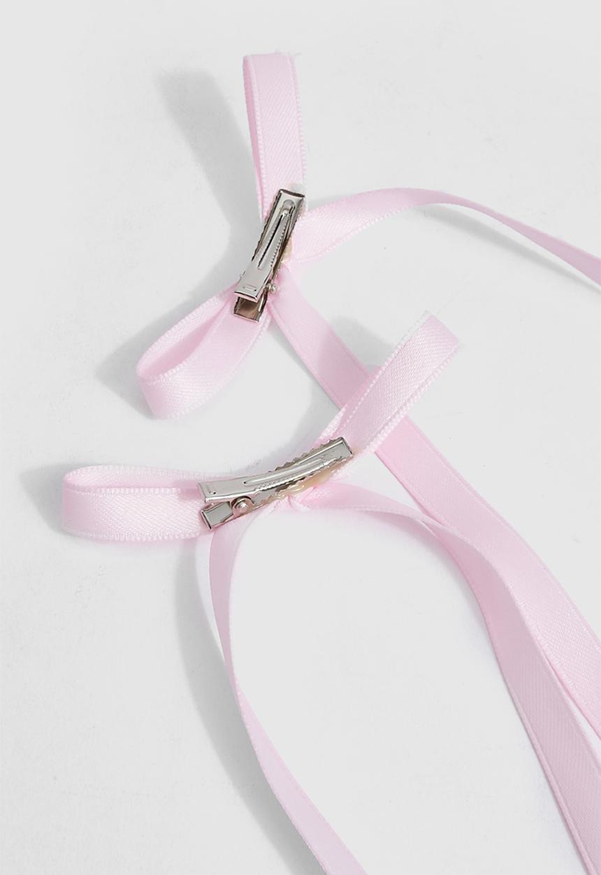 boohoo - Satin Bow Hair Clips - Cherry