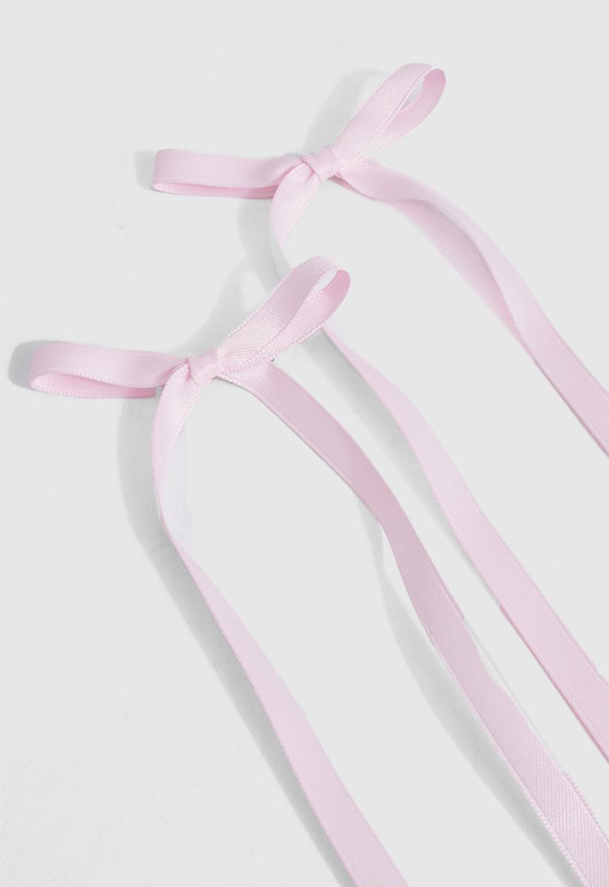 boohoo - Satin Bow Hair Clips - Cherry