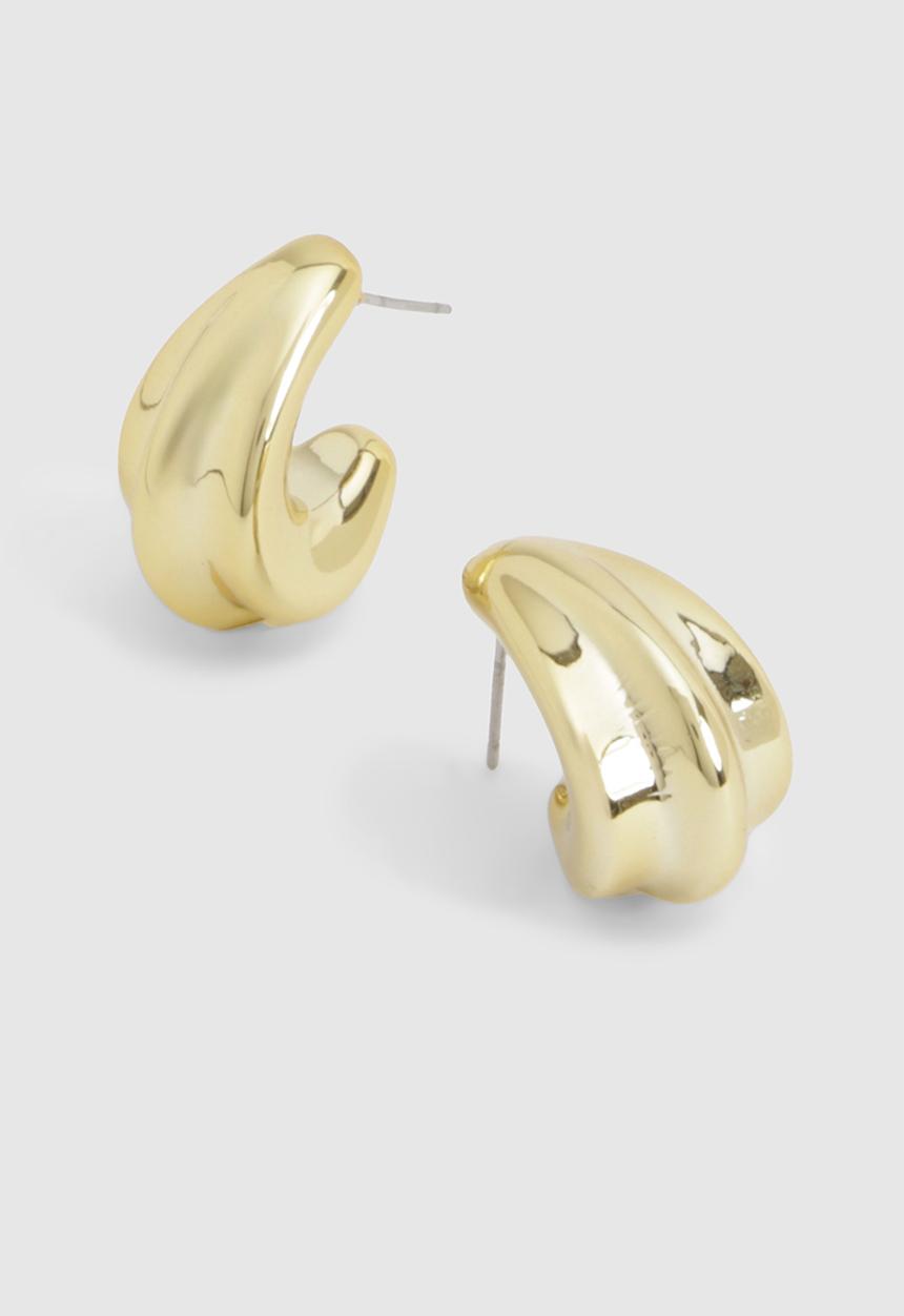 boohoo - Gold Ridged Hoop Earrings - Gold