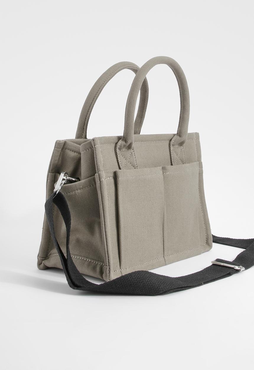 boohoo - Canvas Front Pocket Tote Bag - Grey