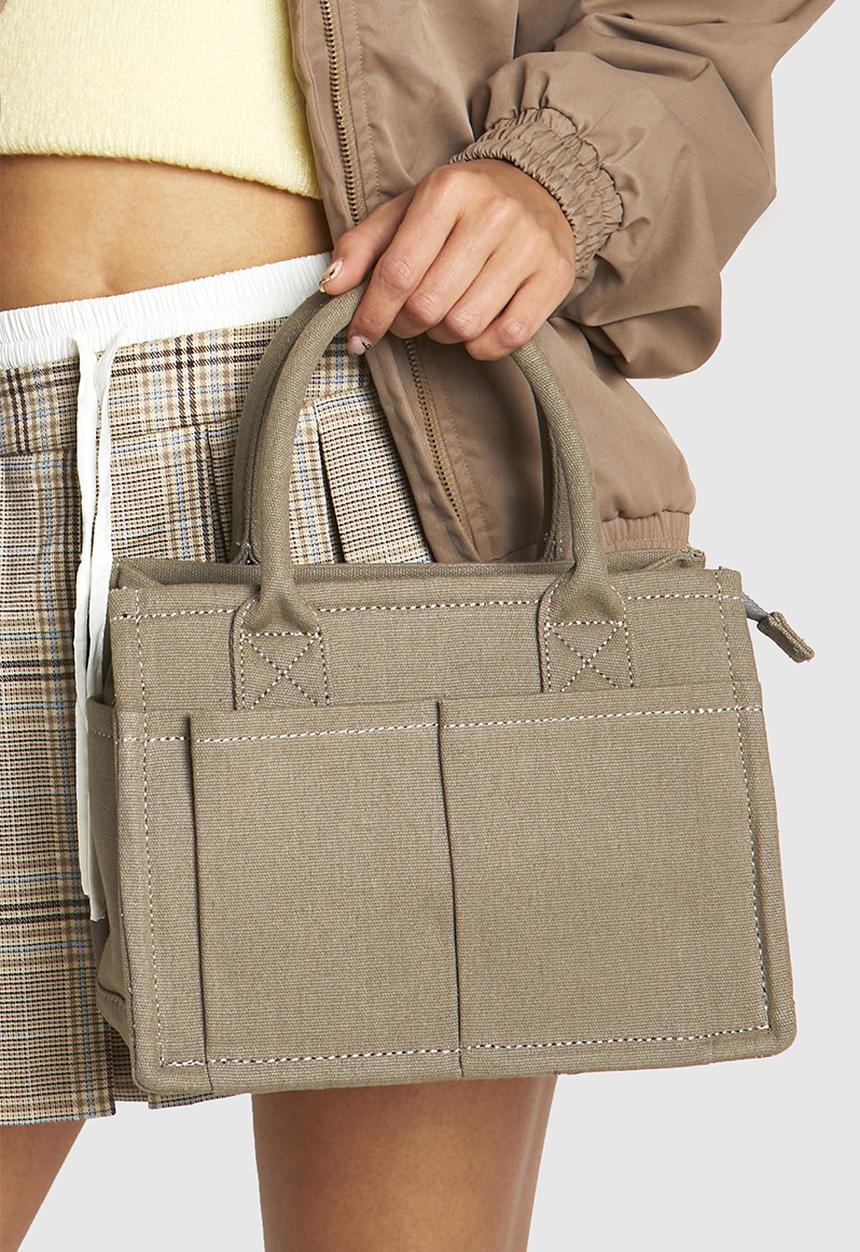 boohoo - Canvas Front Pocket Tote Bag - Grey