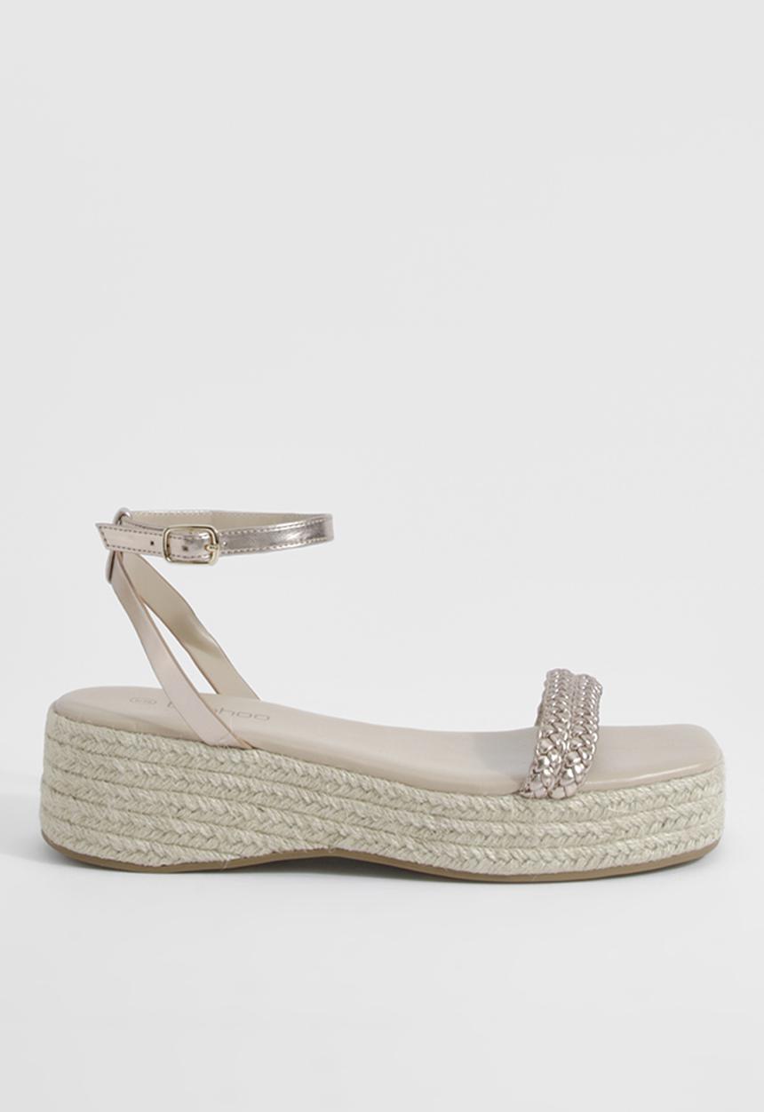 boohoo - Double Plait Flatform Sandals - Gold
