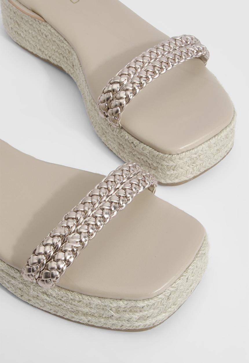 boohoo - Double Plait Flatform Sandals - Gold
