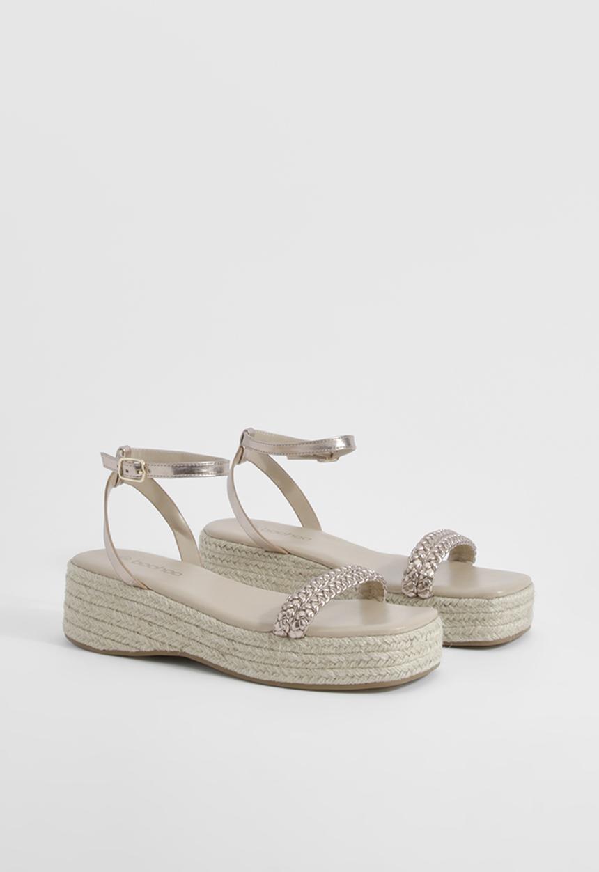 boohoo - Double Plait Flatform Sandals - Gold