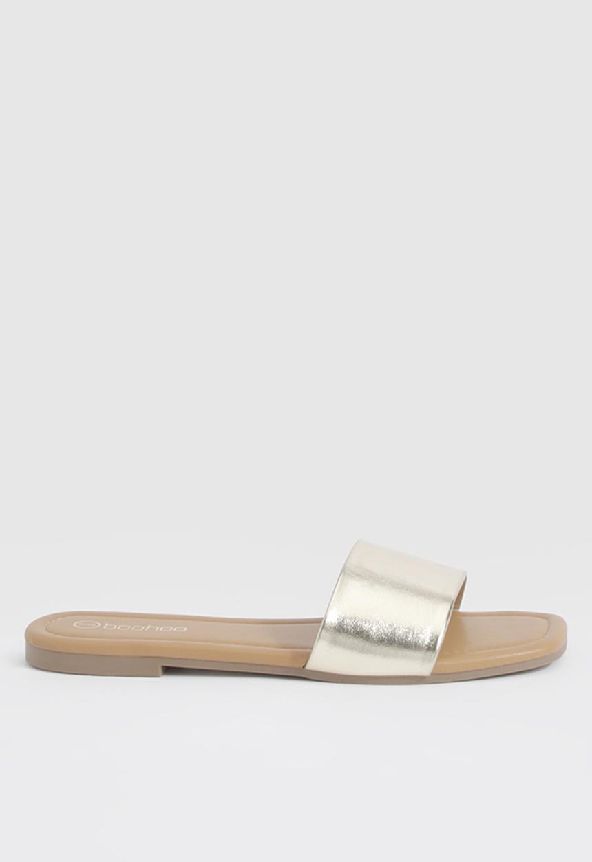 boohoo - Metallic Minimal Mule Sandals - Gold