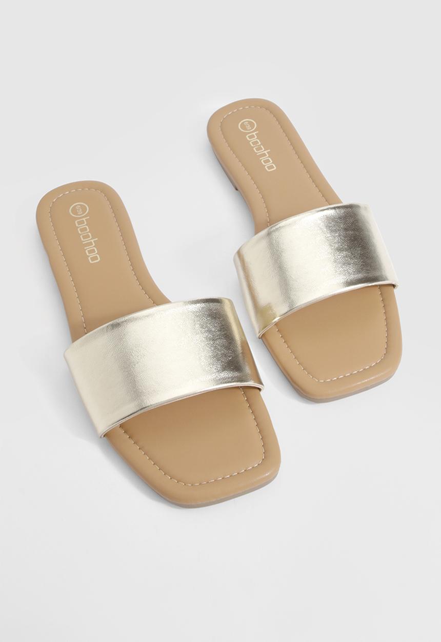 boohoo - Metallic Minimal Mule Sandals - Gold