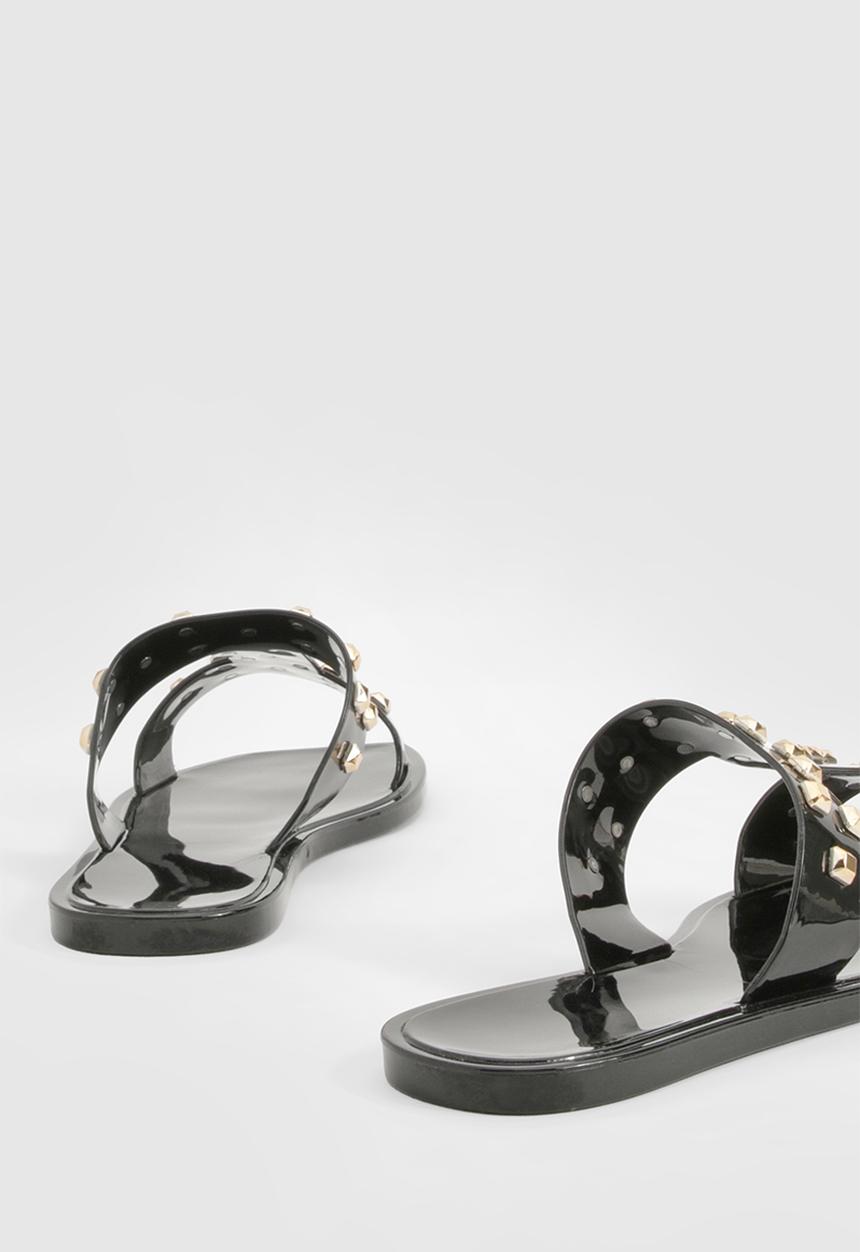 boohoo - Stud Detail Sandals - Black