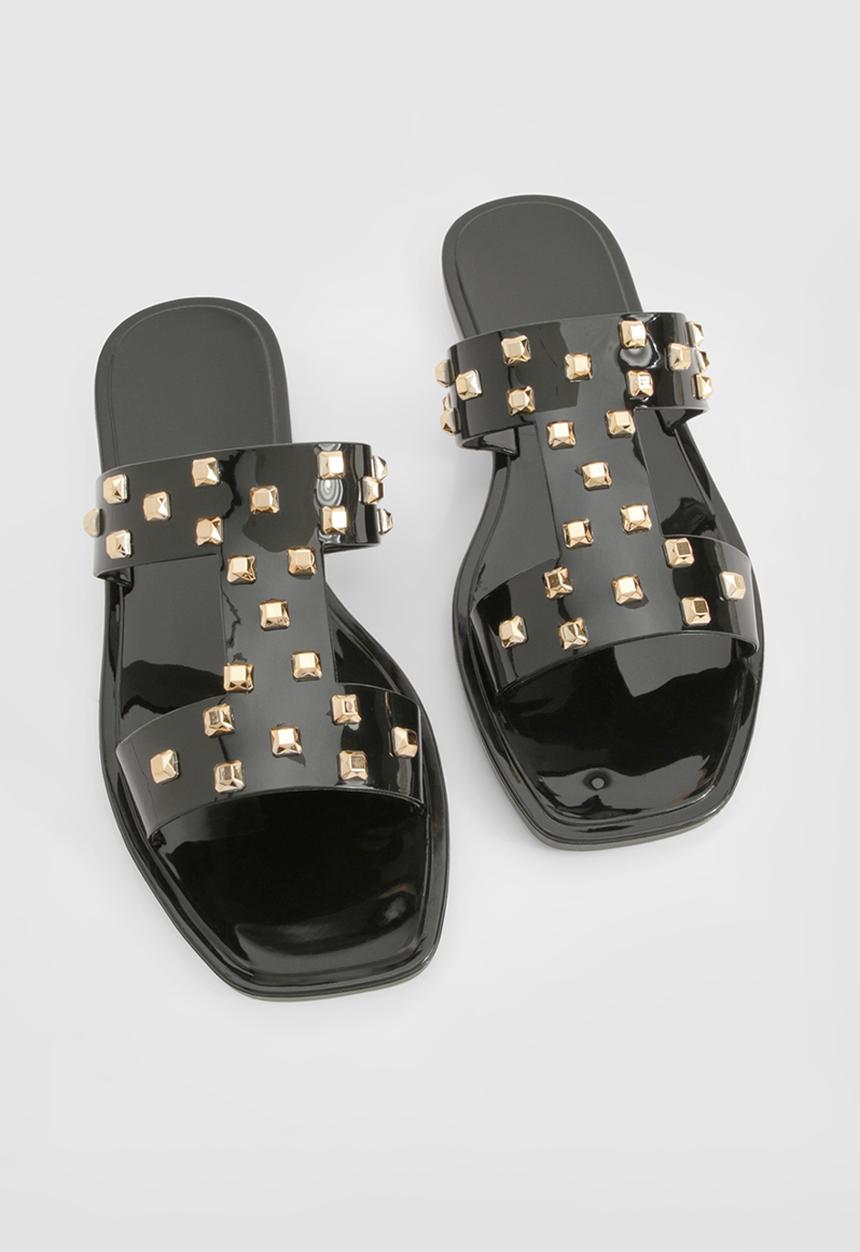 boohoo - Stud Detail Sandals - Black