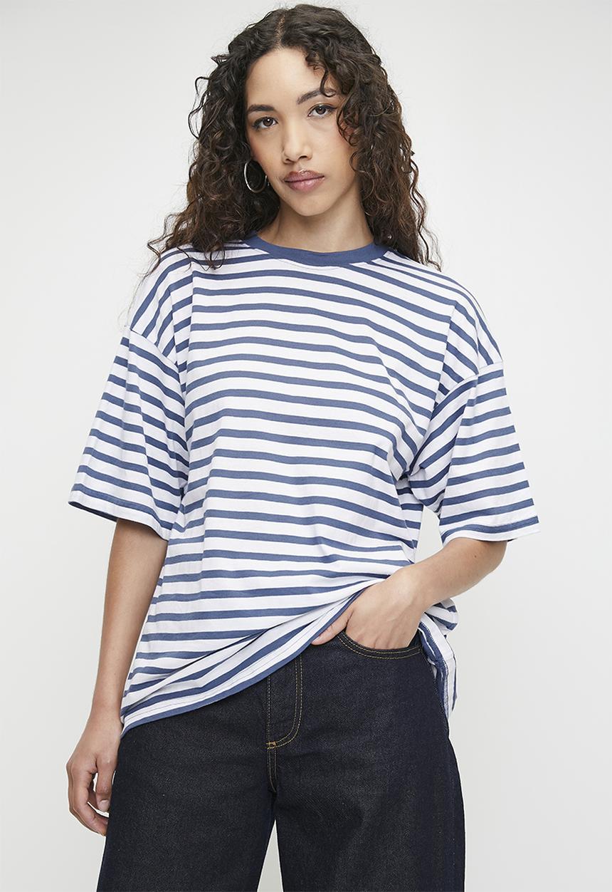 Superbalist - Oversized stripe tee - blue & white