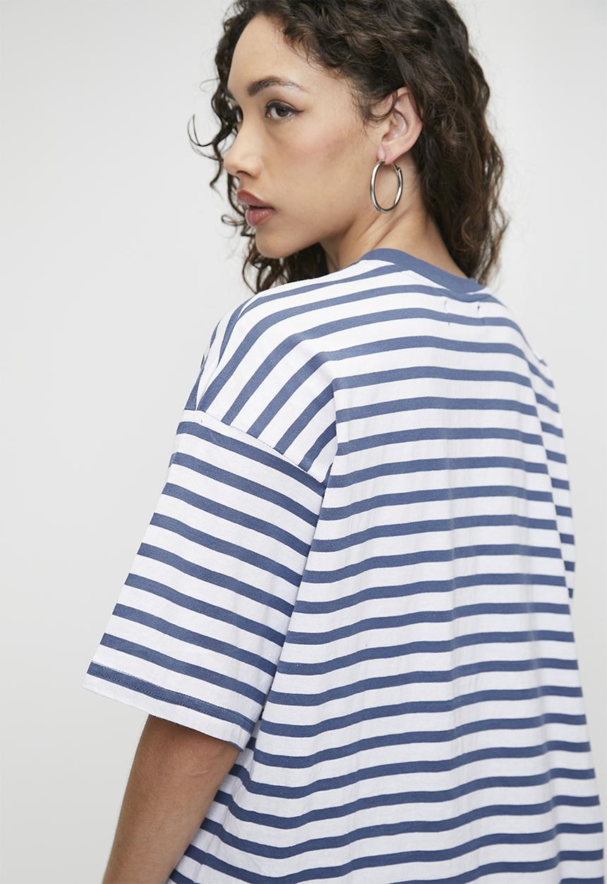 Superbalist - Oversized stripe tee - blue & white