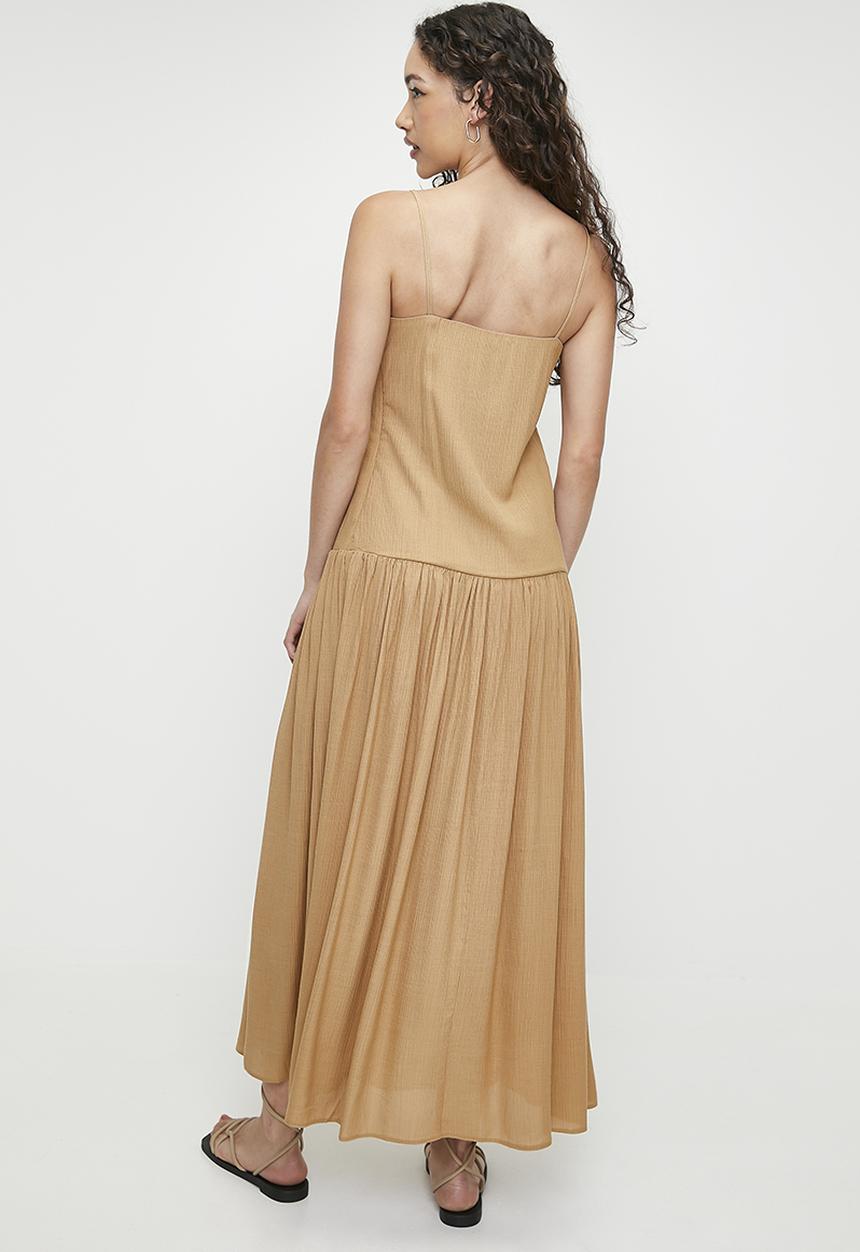 Superbalist - Strappy Midi Dress with Gathered Detail - Brown