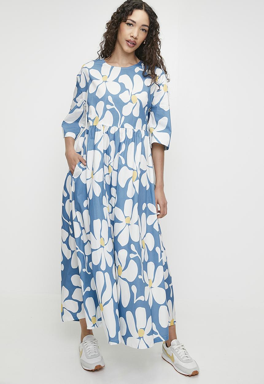 Superbalist - Printed Babydoll Midi Dress - Daisy AOP