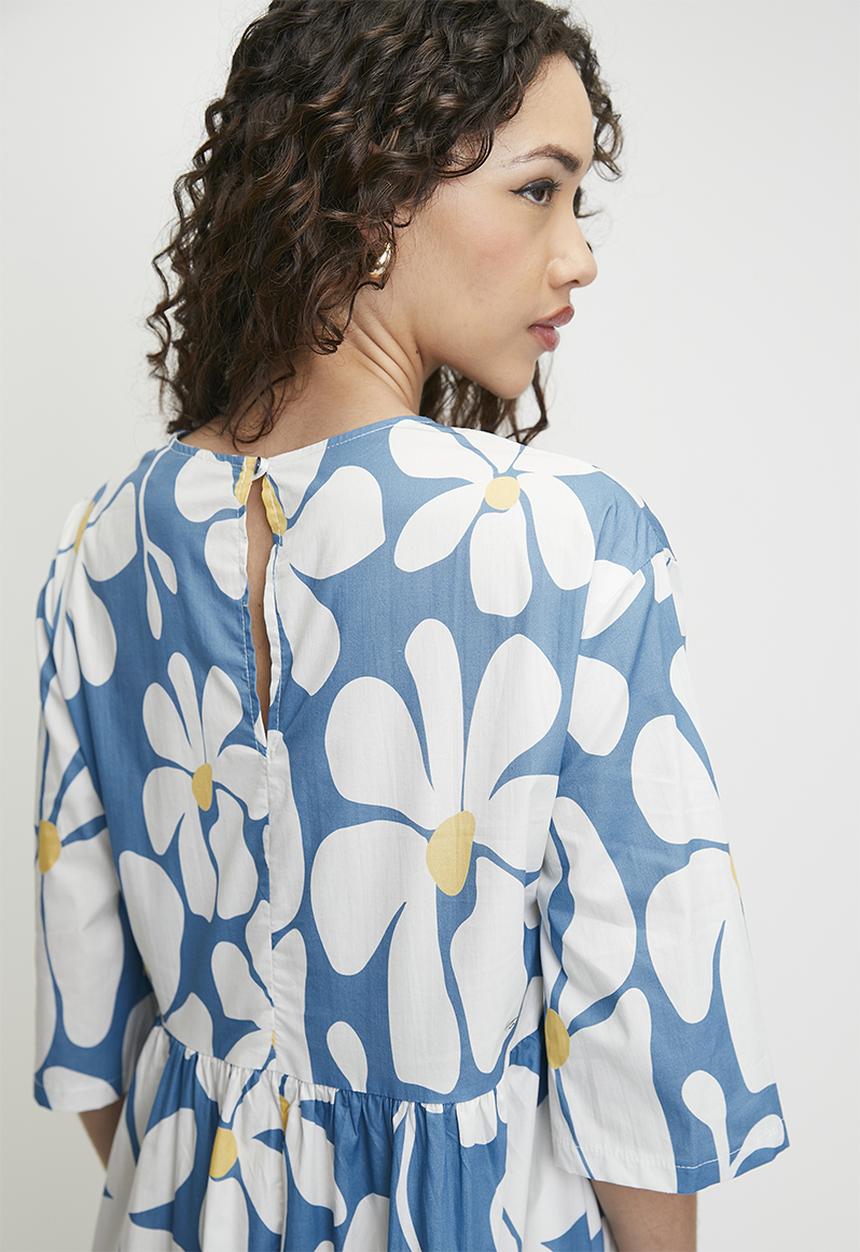 Superbalist - Printed Babydoll Midi Dress - Daisy AOP