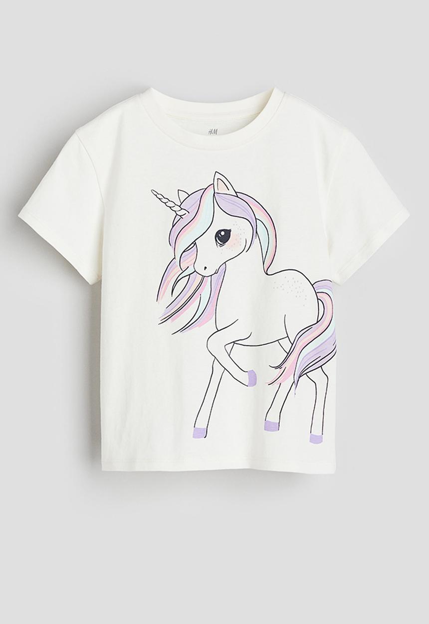 H&M - Printed T-shirt - white/unicorn