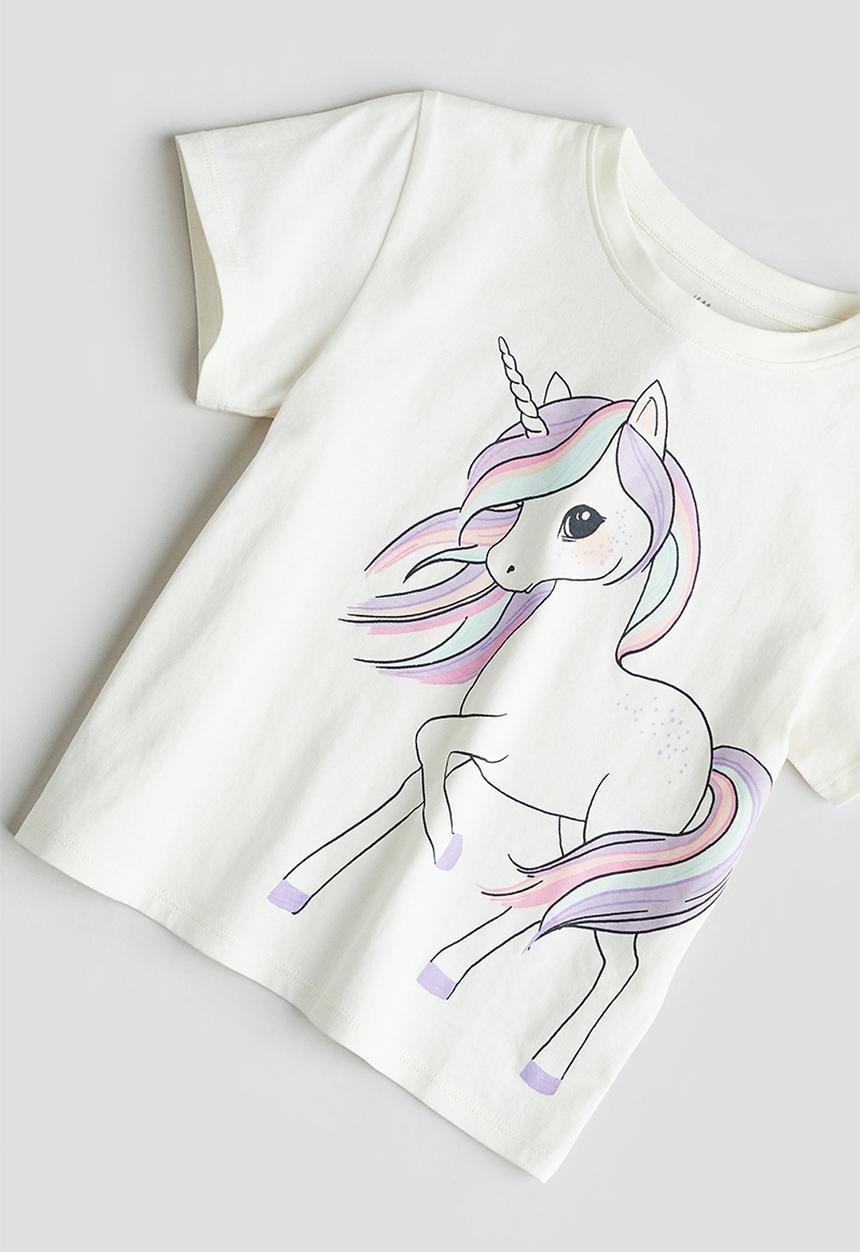 H&M - Printed T-shirt - white/unicorn
