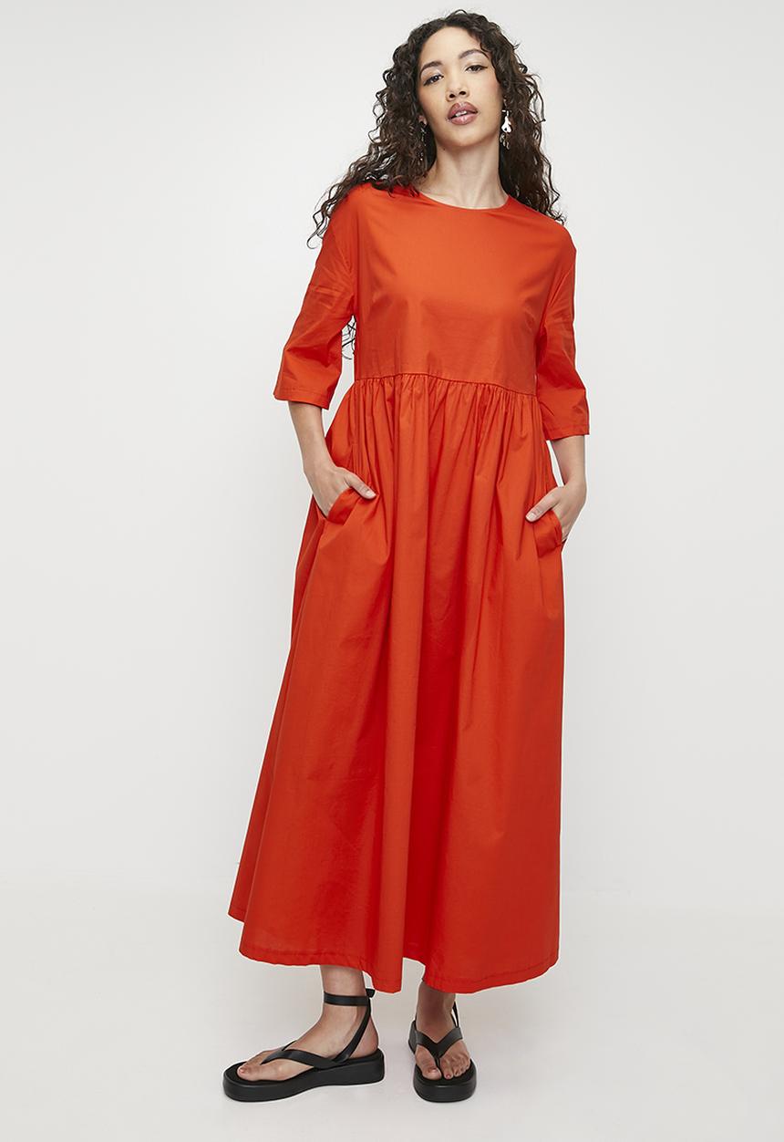 Superbalist - Babydoll Midi Dress - Orange
