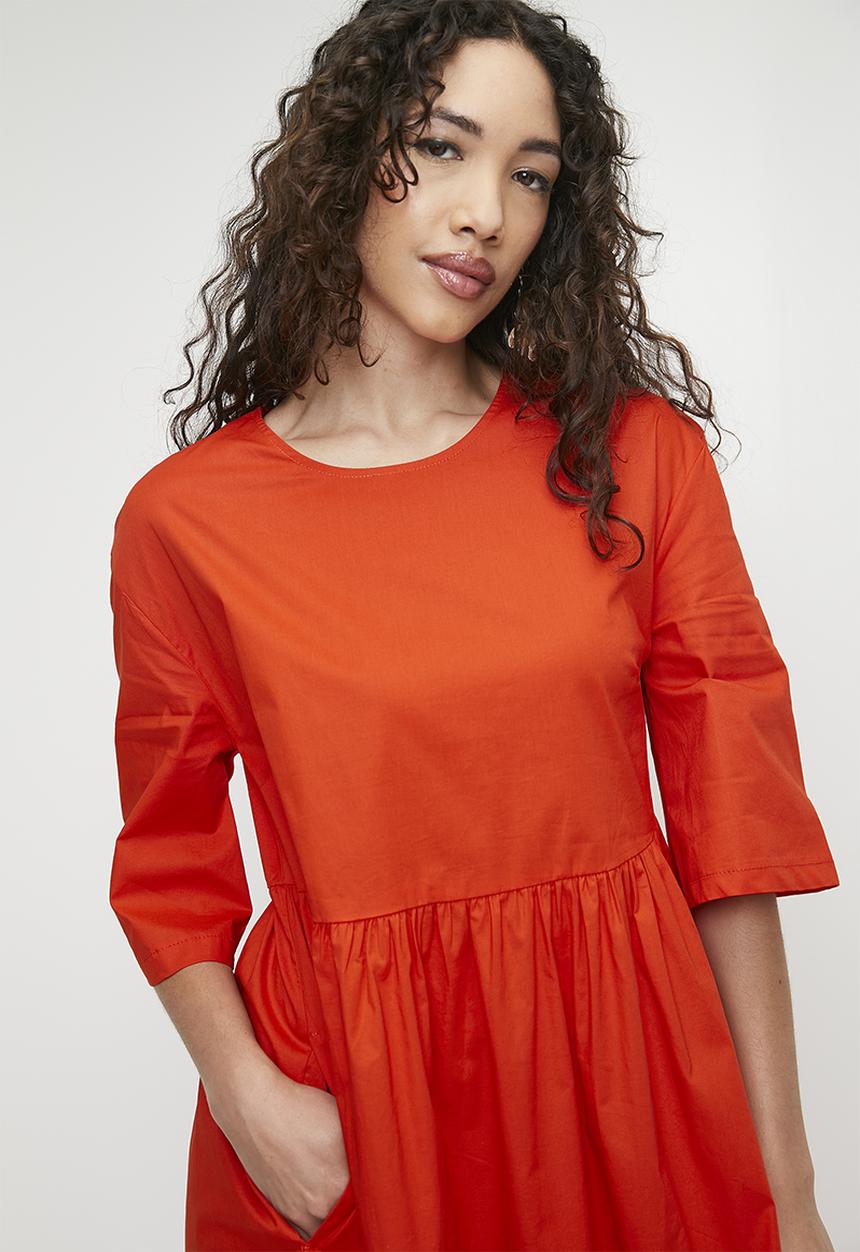 Superbalist - Babydoll Midi Dress - Orange