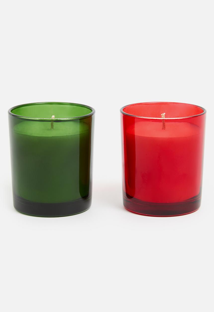 H&M - 2-pack scented candles - dark red/smoky wood