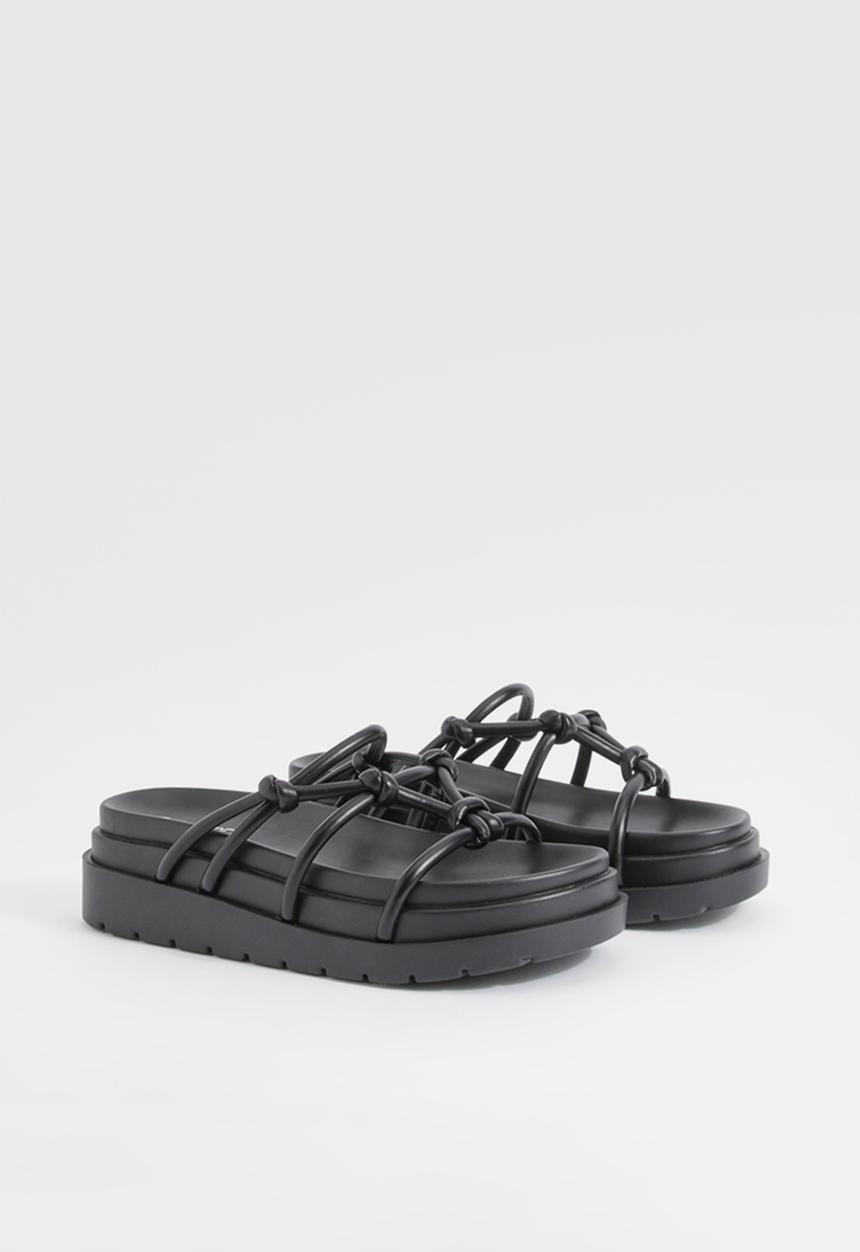 boohoo - Wide Fit Knot Detail Chunky Sliders