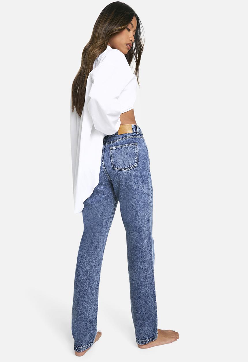 boohoo - Basics Straight Leg Jeans - Acid Wash Dark Blue