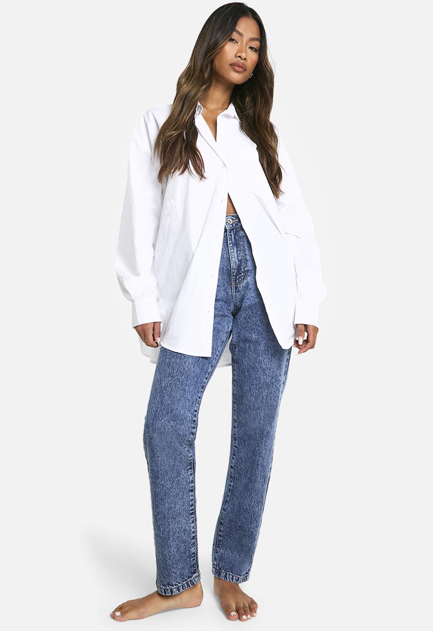 boohoo - Basics Straight Leg Jeans - Acid Wash Dark Blue