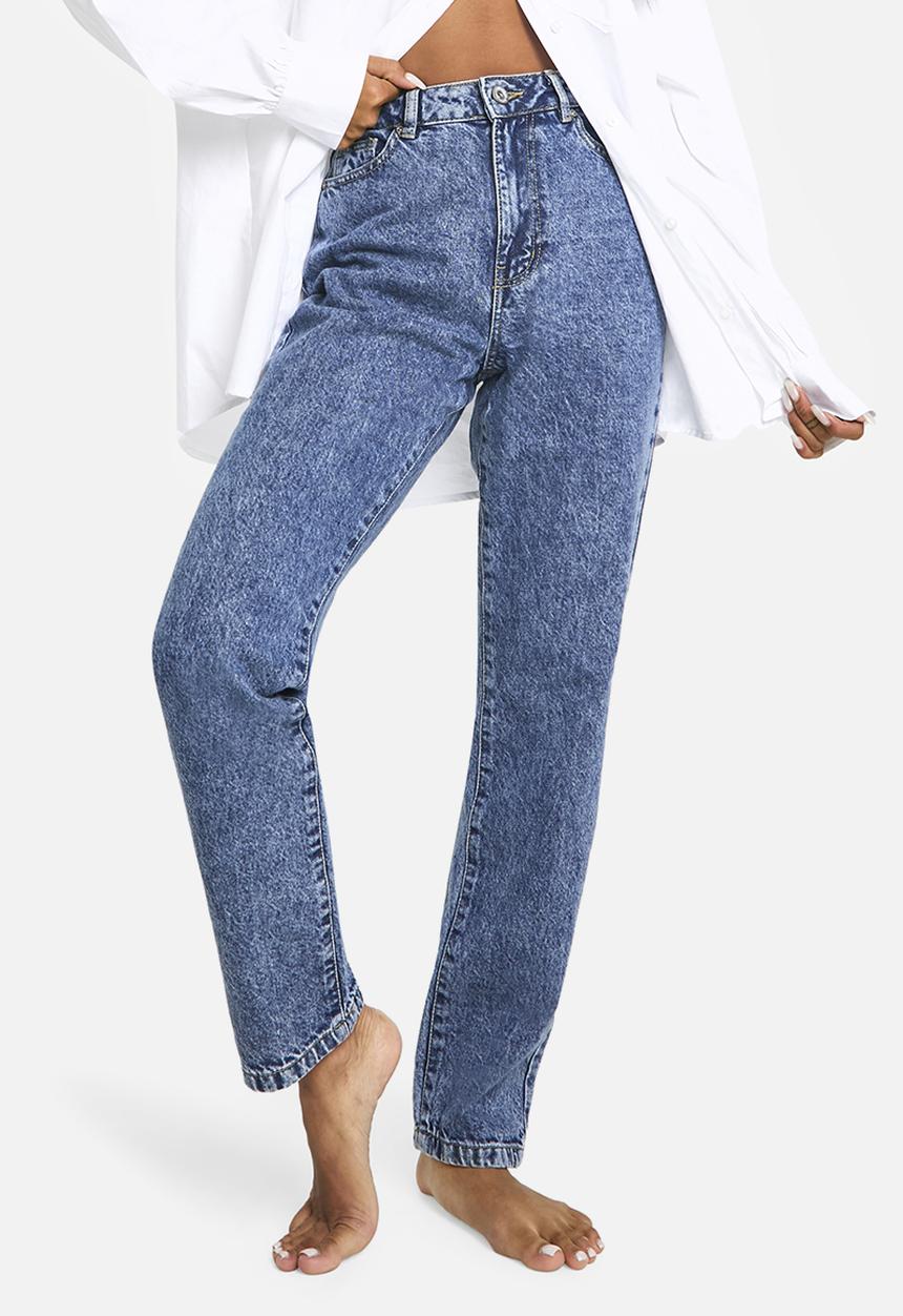 boohoo - Basics Straight Leg Jeans - Acid Wash Dark Blue