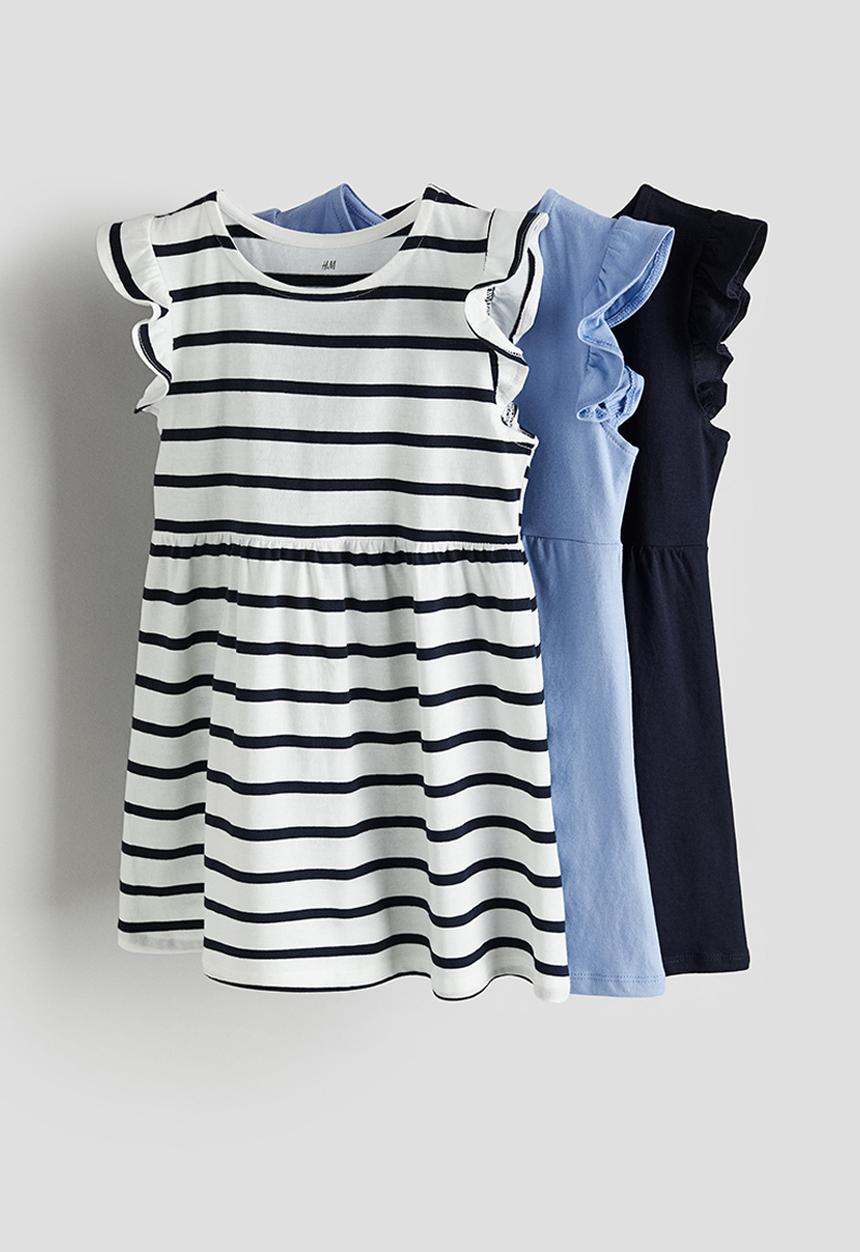 H&M - 3-Pack jersey dresses - white & blue