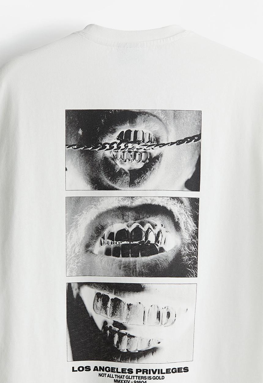 H&M - Loose fit printed t-shirt - white los angeles