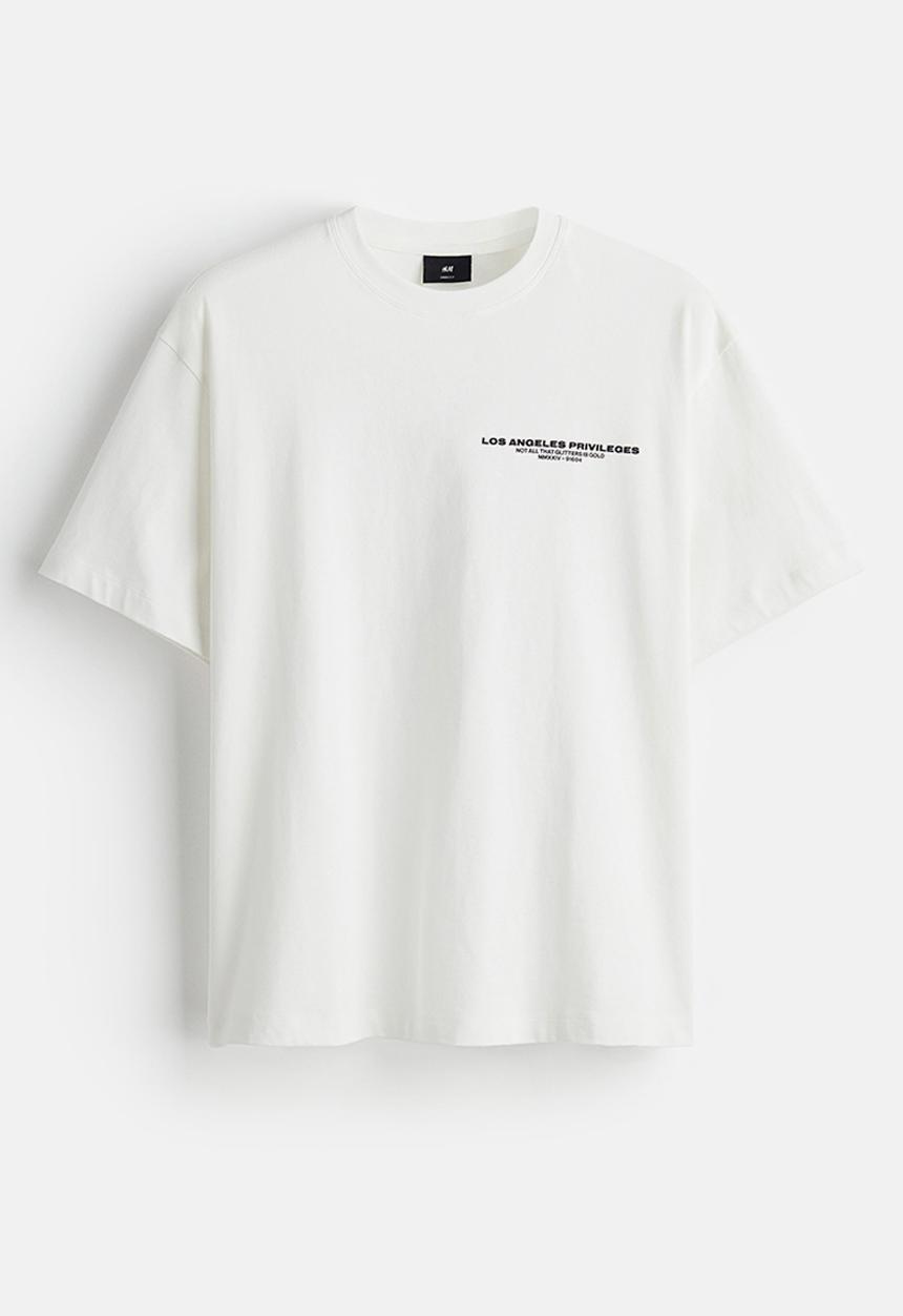 H&M - Loose fit printed t-shirt - white los angeles