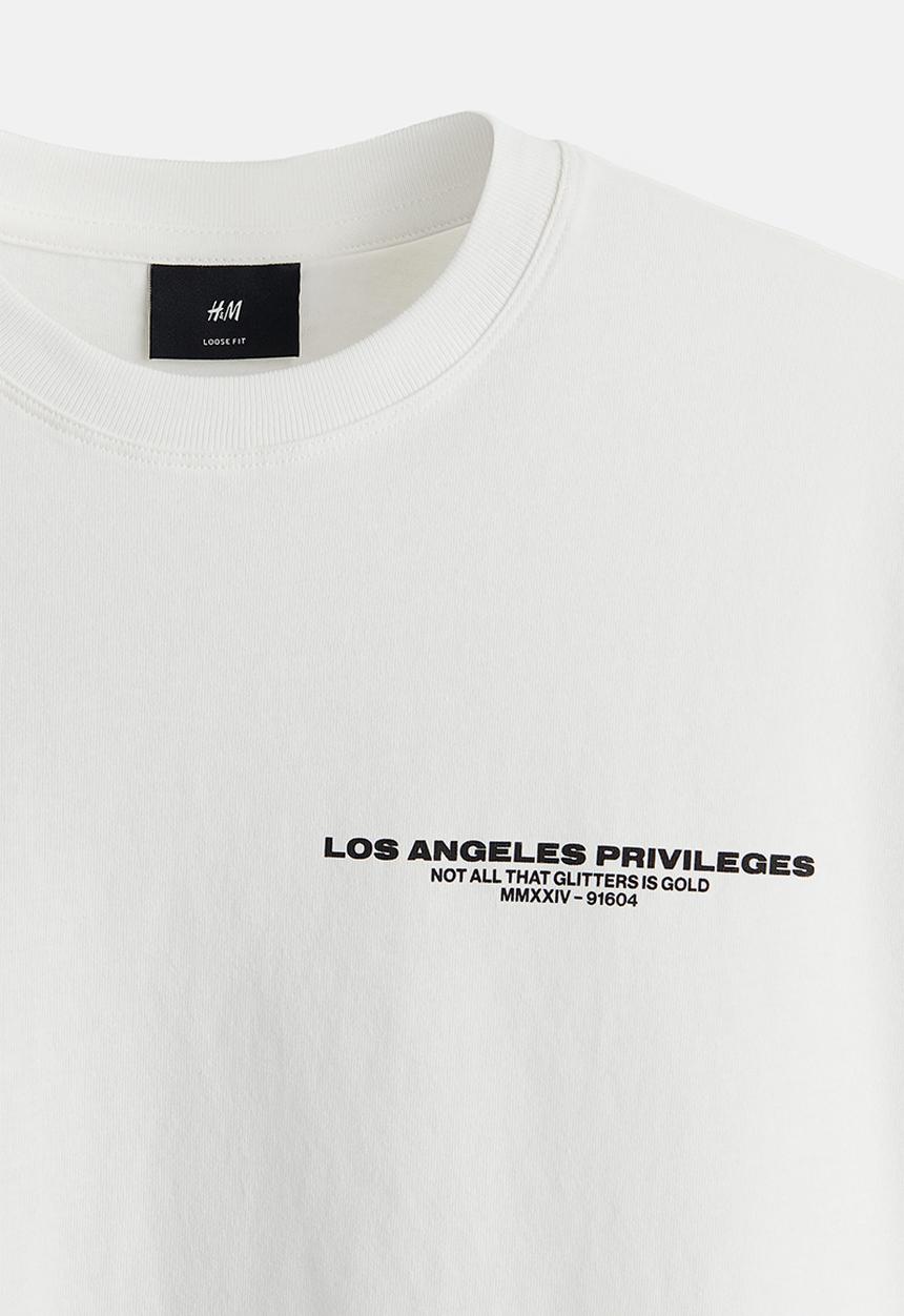 H&M - Loose fit printed t-shirt - white los angeles