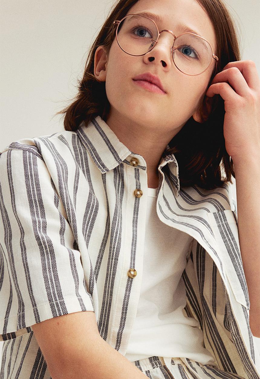 H&M - Short-sleeved cotton shirt - white striped
