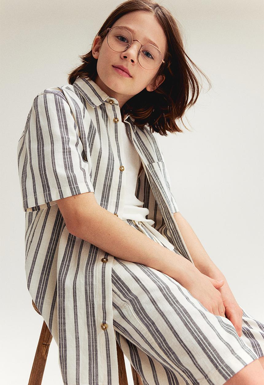 H&M - Short-sleeved cotton shirt - white striped