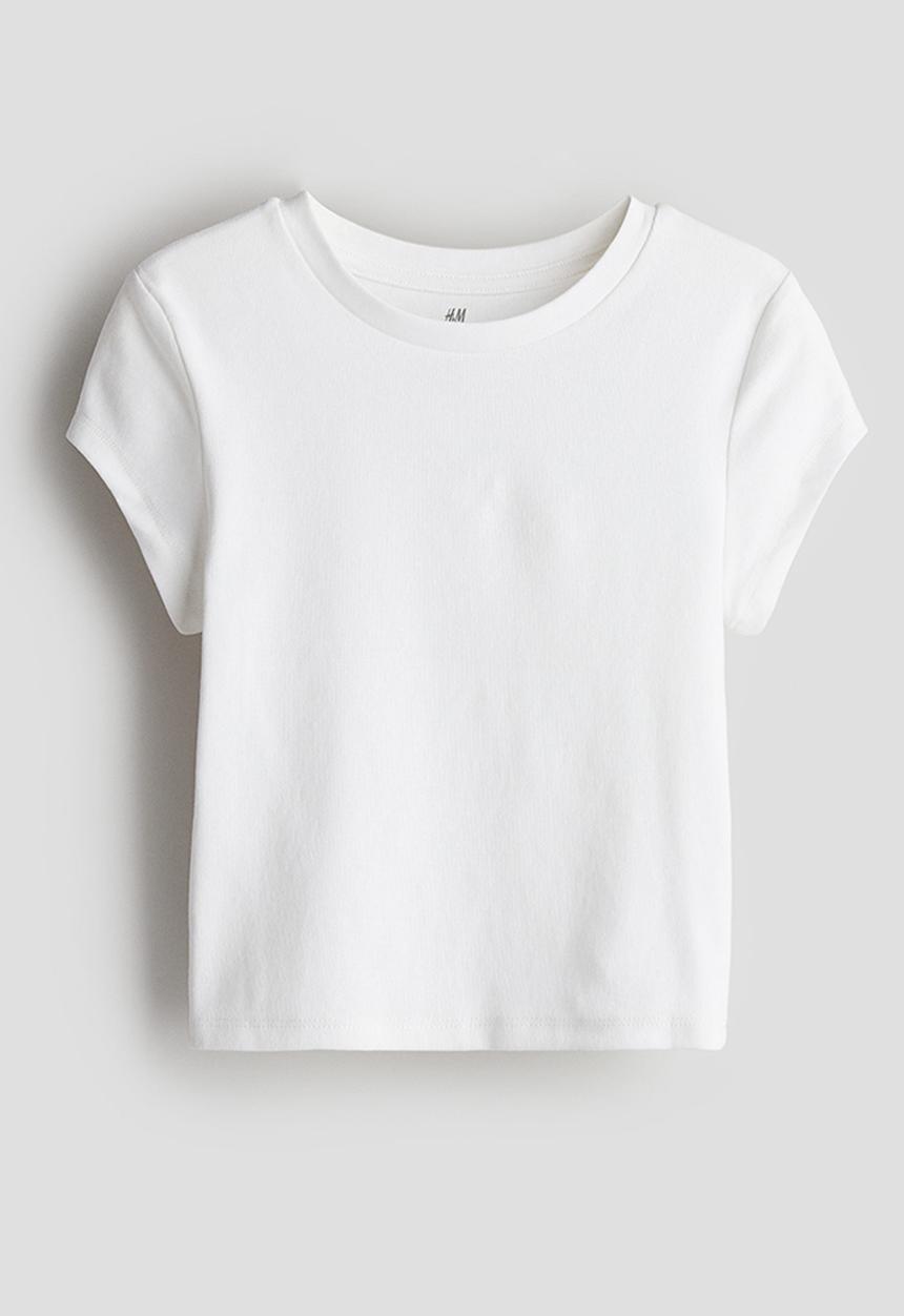 H&M - Cotton jersey top - white